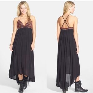 Billabong embroidered spaghetti strap maxi dress,  size L